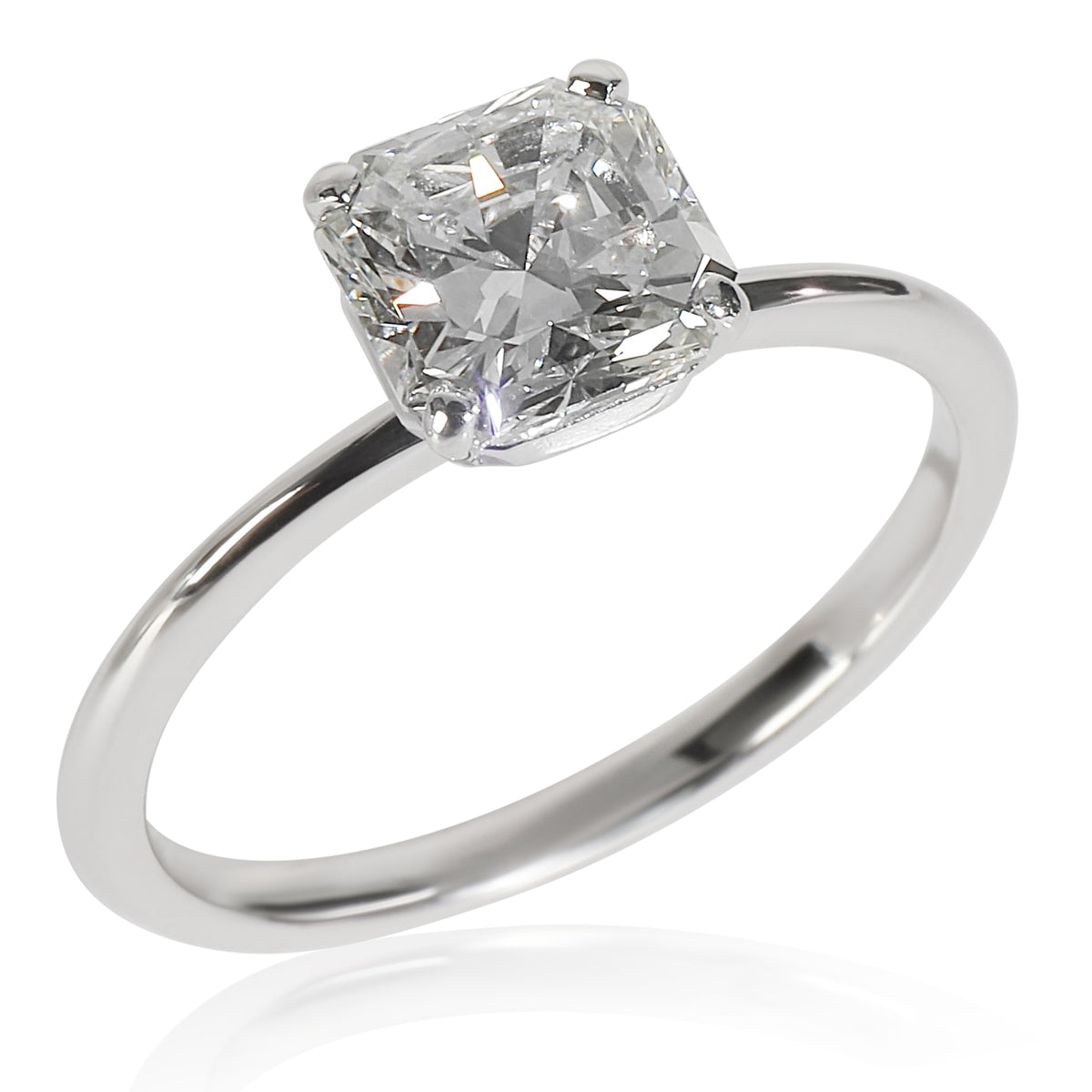 Tiffany & Co. 1.3 ct Cut Cornered Square Cut Diamond Tiffany True Solitaire clasp
