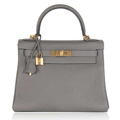 Hermès Etain Clemence Retourne Kelly 28 GHW Handbag fv