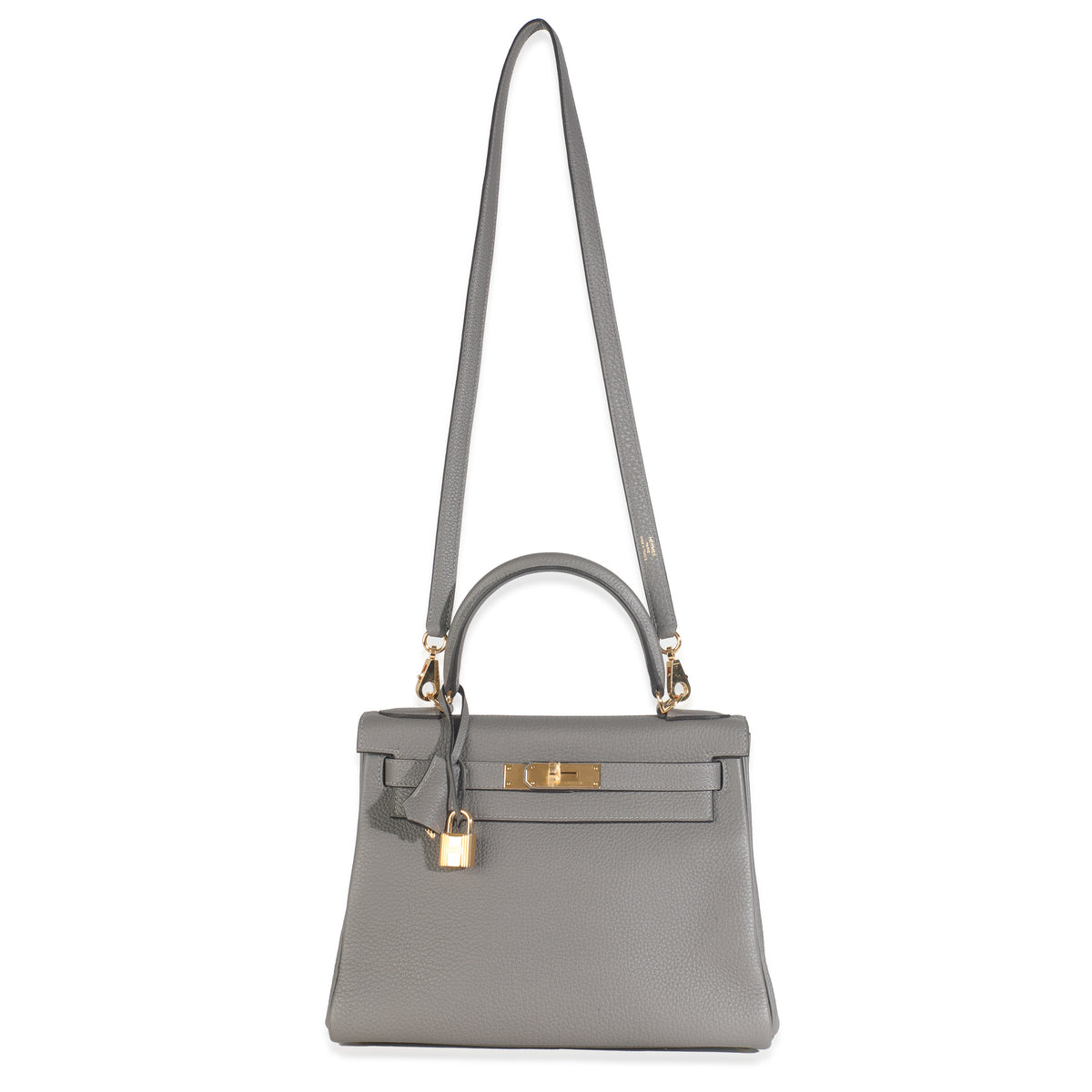 Hermès Etain Clemence Retourne Kelly 28 GHW Handbag pv