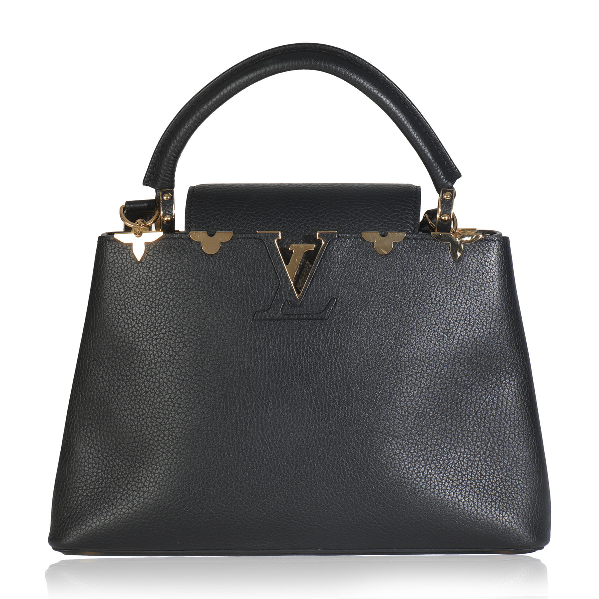 Louis Vuitton Black Taurillon Flower Crown Capucines MM Handbag fv