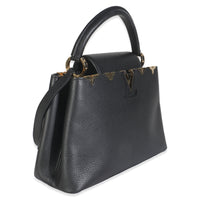 Louis Vuitton Black Taurillon Flower Crown Capucines MM Handbag pv