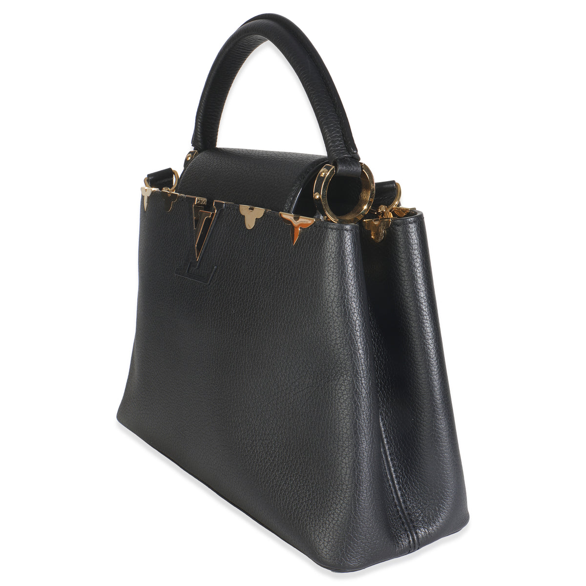 Louis Vuitton Black Taurillon Flower Crown Capucines MM Handbag sv