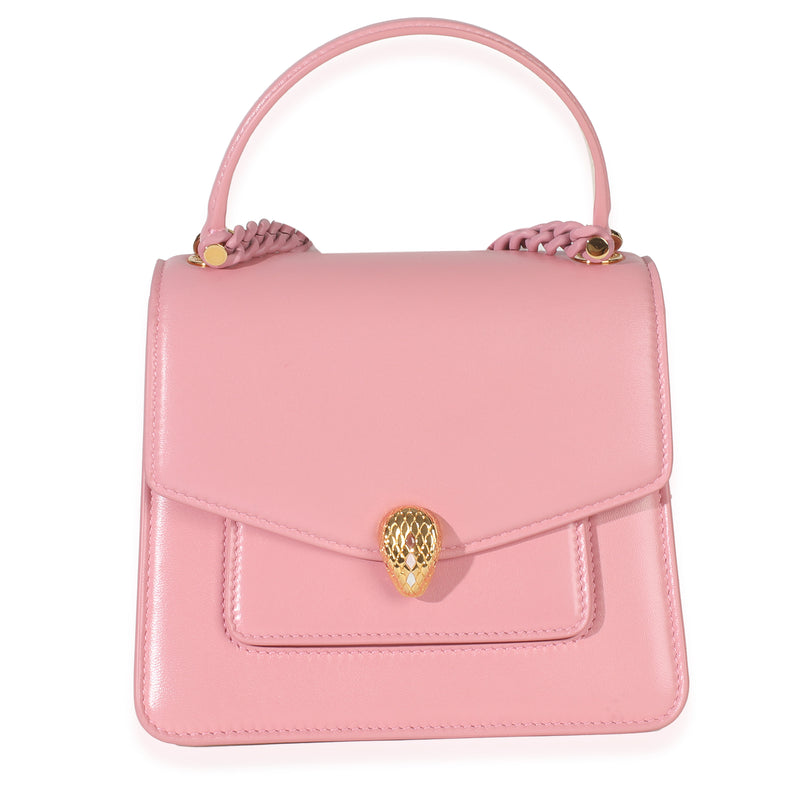 BVLGARI Bvlgari Pink Calfskin Serpenti Forever Top Handle Bag Handbag fv