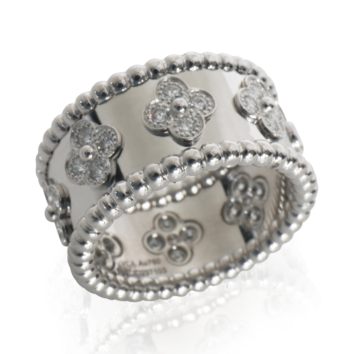 Van Cleef & Arpels White Gold Diamond Perlee Clovers Ring bv