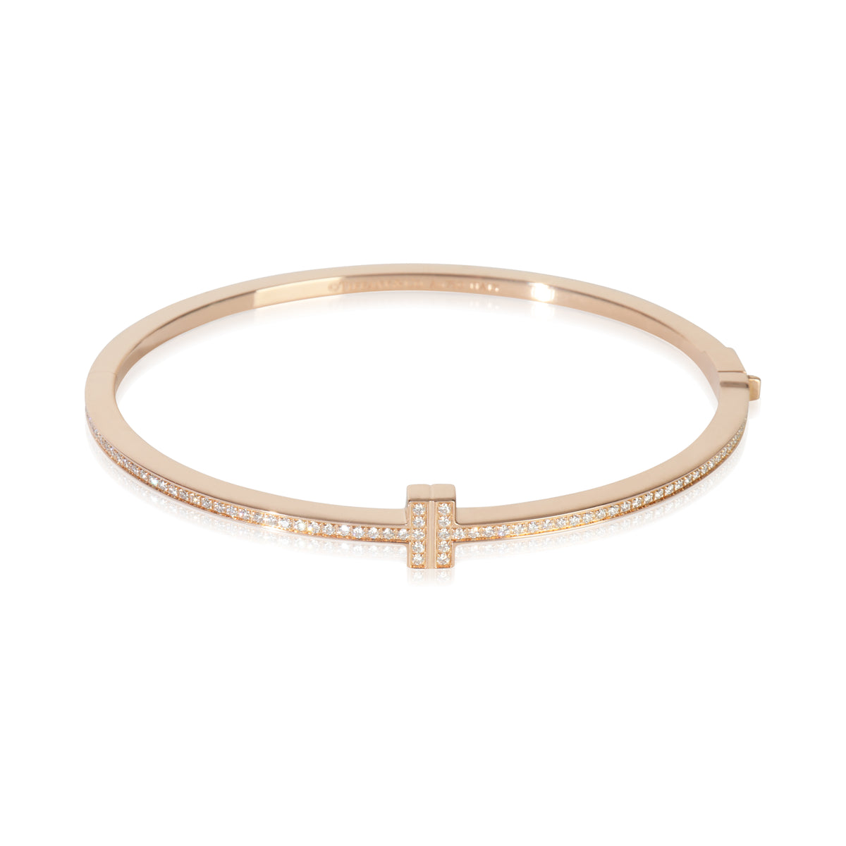 Tiffany & Co. Rose Gold Diamond Tiffany T Hinged Bracelet fv