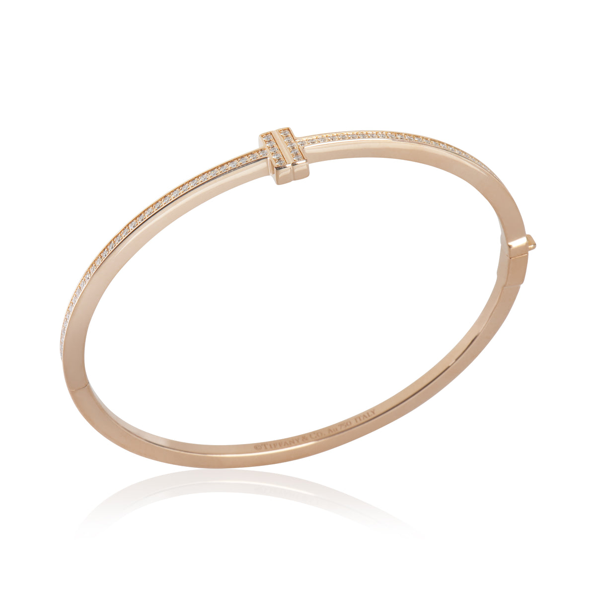 Tiffany & Co. Rose Gold Diamond Tiffany T Hinged Bracelet clasp
