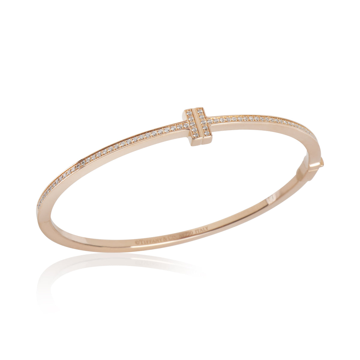 Tiffany & Co. Rose Gold Diamond Tiffany T Hinged Bracelet bv