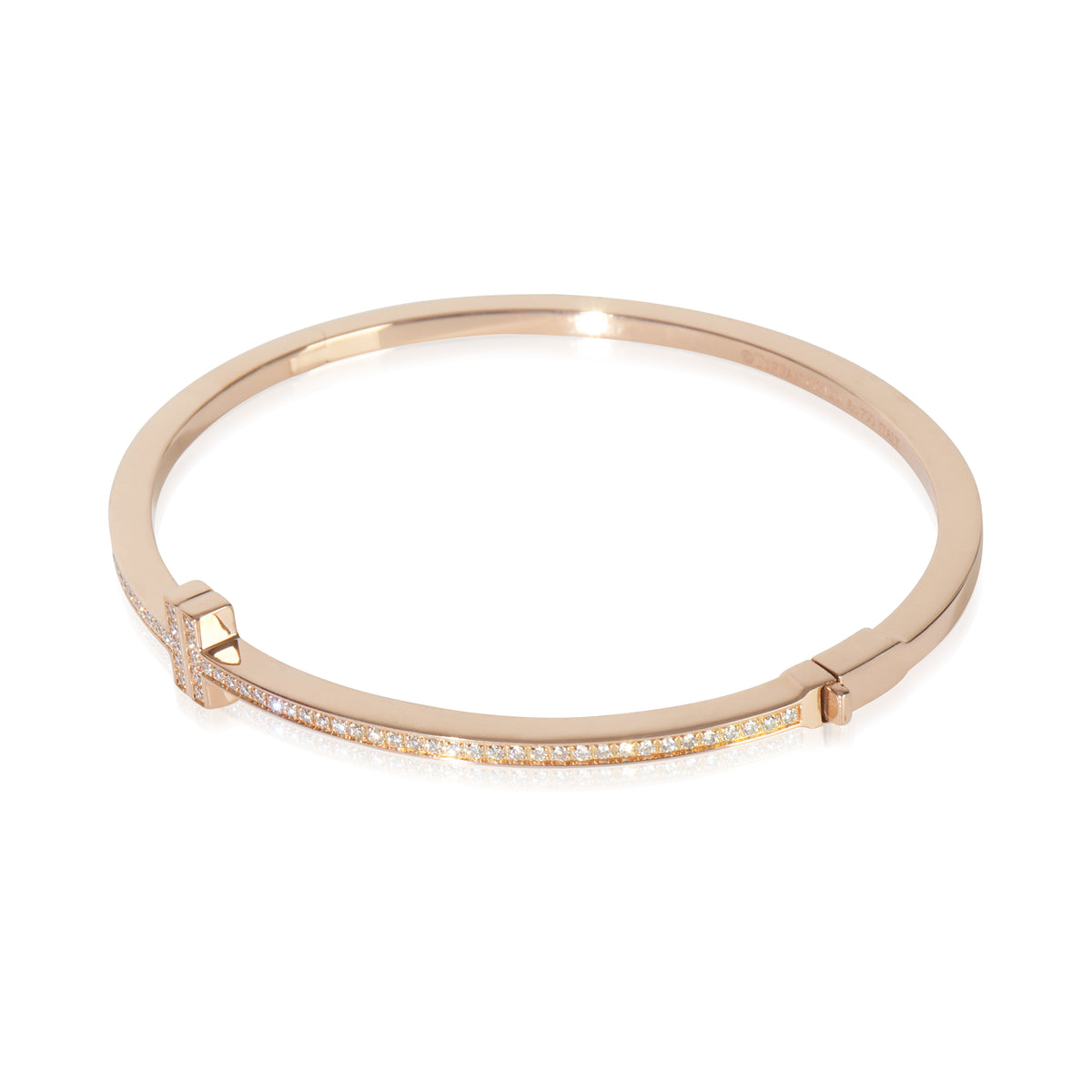 Tiffany & Co. Rose Gold Diamond Tiffany T Hinged Bracelet sv