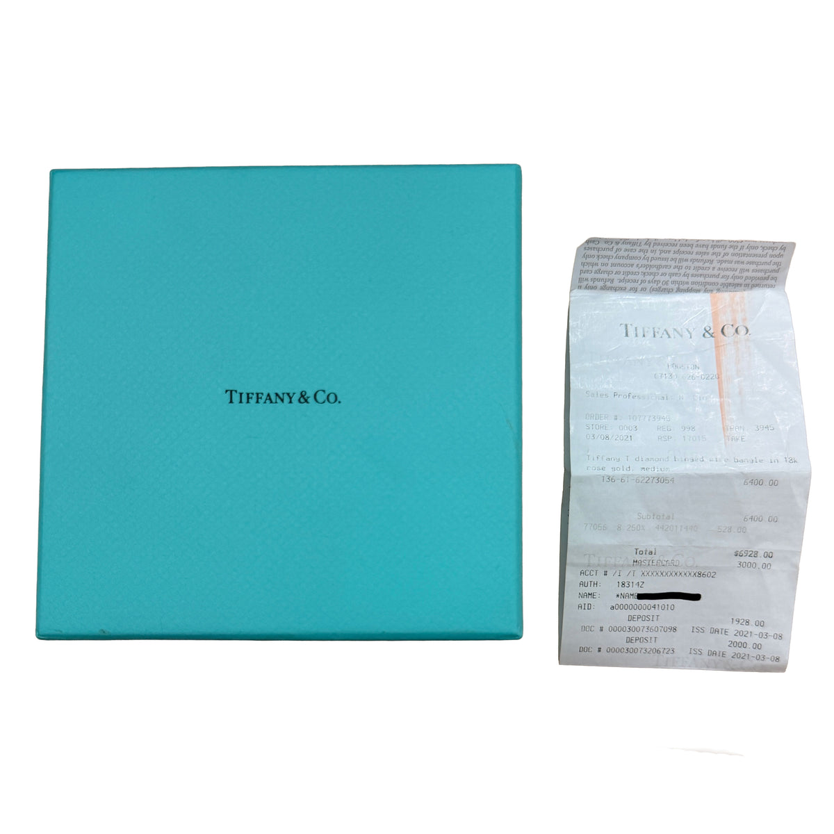 Tiffany & Co. Rose Gold Diamond Tiffany T Hinged Bracelet box