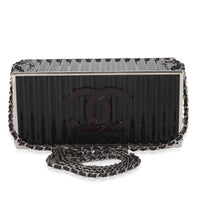 Chanel 18A Black Lucite Paris Hamburg Minaudiere Shipping Container Clutch Handbag bv