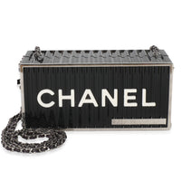 Chanel 18A Black Lucite Paris Hamburg Minaudiere Shipping Container Clutch Handbag fv