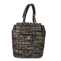 Chanel Gold Black Tweed Small Urban Spirit Backpack Handbag fv