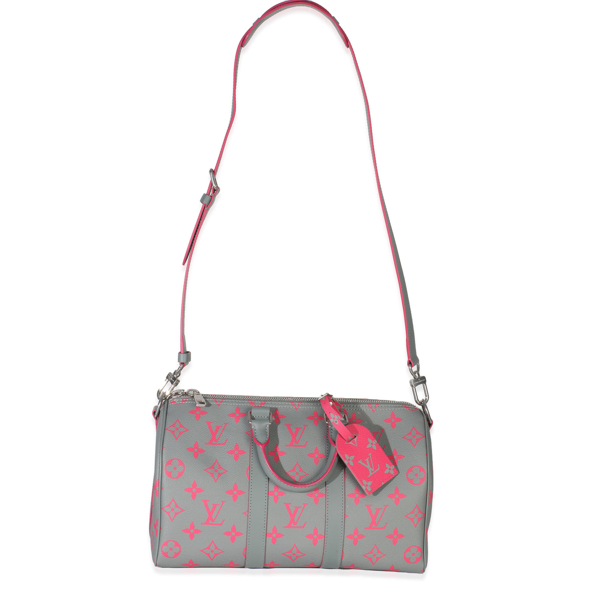 Louis Vuitton Grey Pink Monogram Glow Up Keepall Bandouliere 35 Handbag ad1