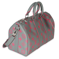 Louis Vuitton Grey Pink Monogram Glow Up Keepall Bandouliere 35 Handbag pv