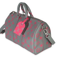 Louis Vuitton Grey Pink Monogram Glow Up Keepall Bandouliere 35 Handbag sv