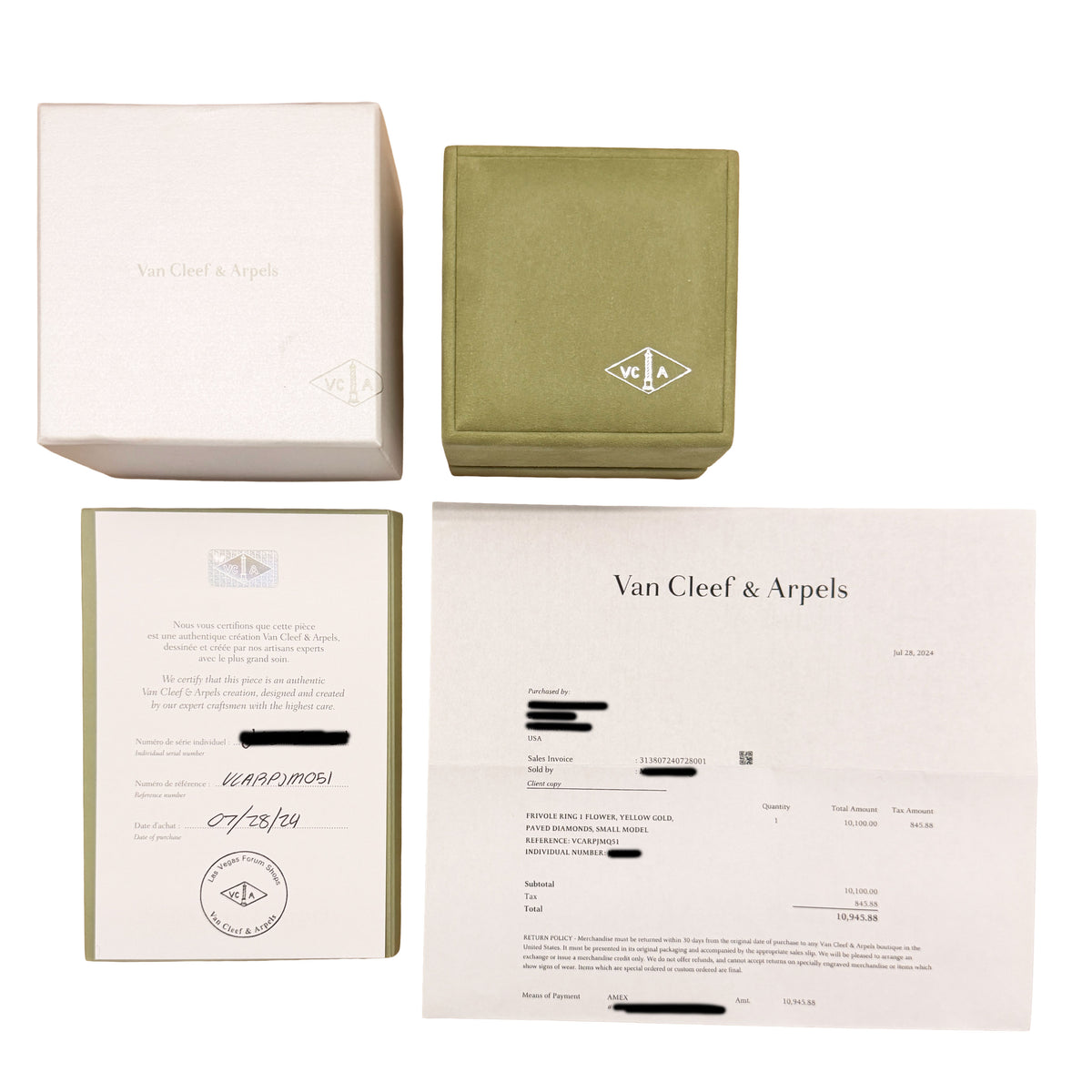 Van Cleef & Arpels Yellow Gold Diamond Small Model Frivole Ring box