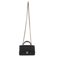 Chanel Black Quilted Caviar Mini Top Handle Rectangular Flap Handbag Handbag ad1