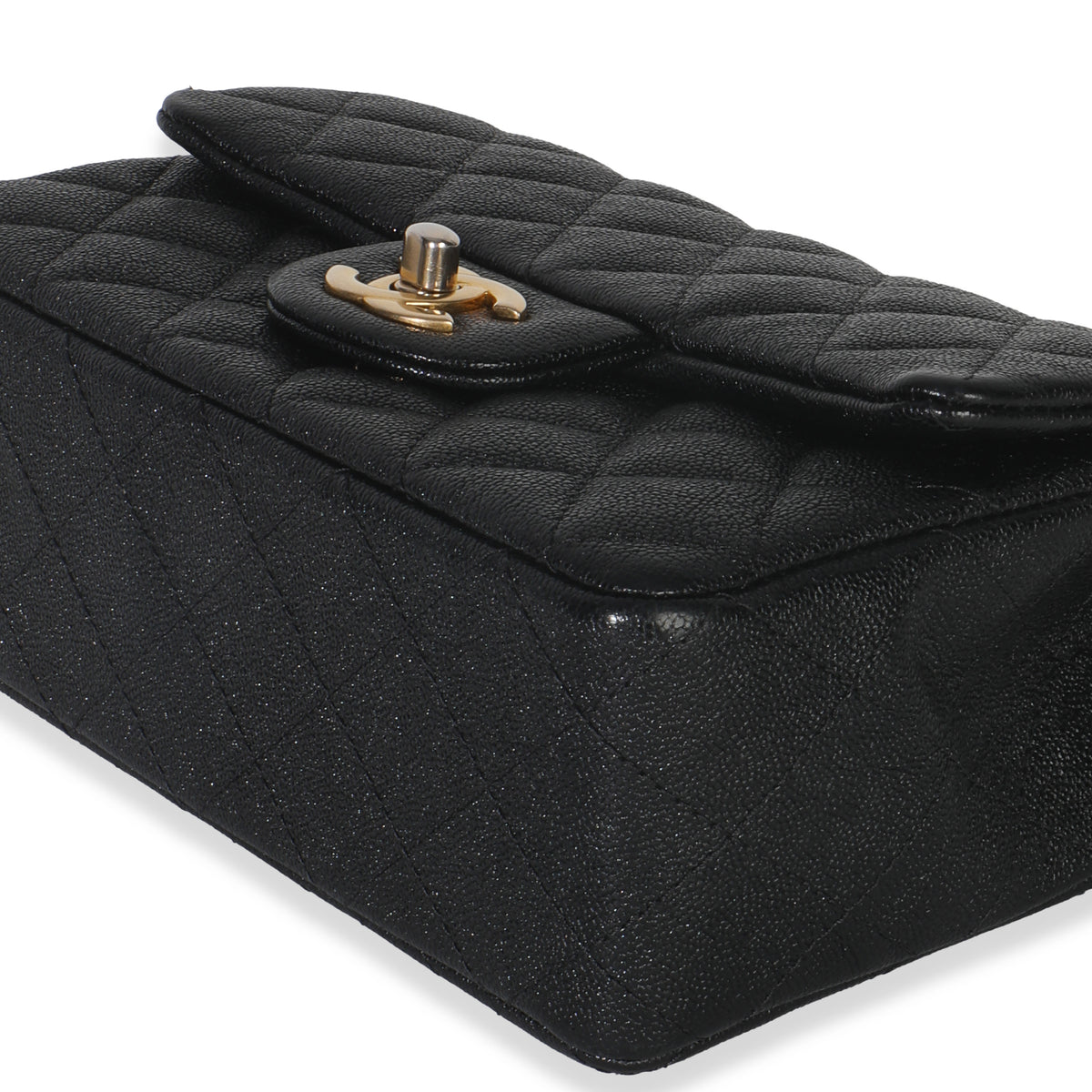 Chanel Black Quilted Caviar Mini Top Handle Rectangular Flap Handbag Handbag box