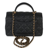 Chanel Black Quilted Caviar Mini Top Handle Rectangular Flap Handbag Handbag bv