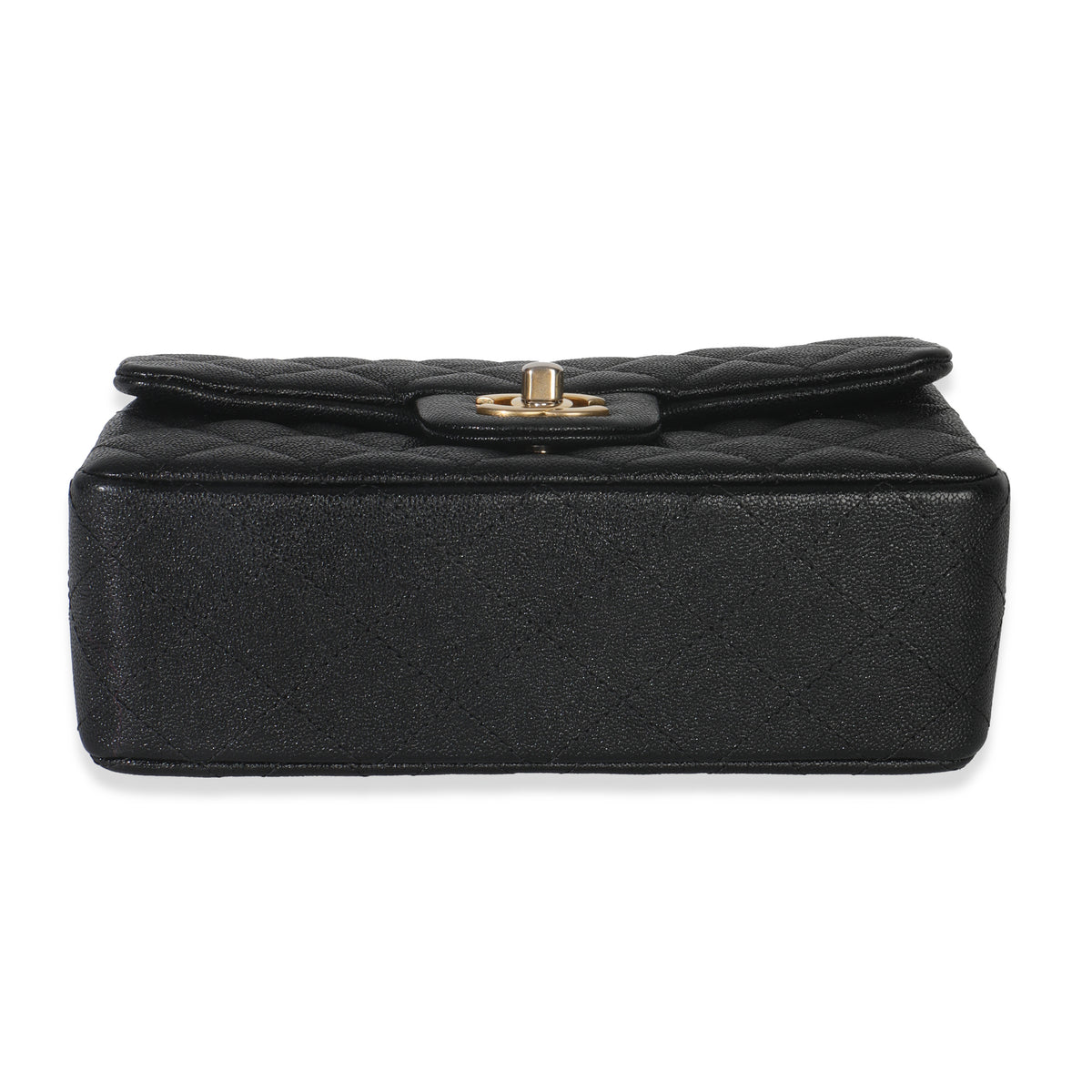 Chanel Black Quilted Caviar Mini Top Handle Rectangular Flap Handbag Handbag stamp