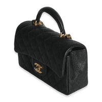 Chanel Black Quilted Caviar Mini Top Handle Rectangular Flap Handbag Handbag sv