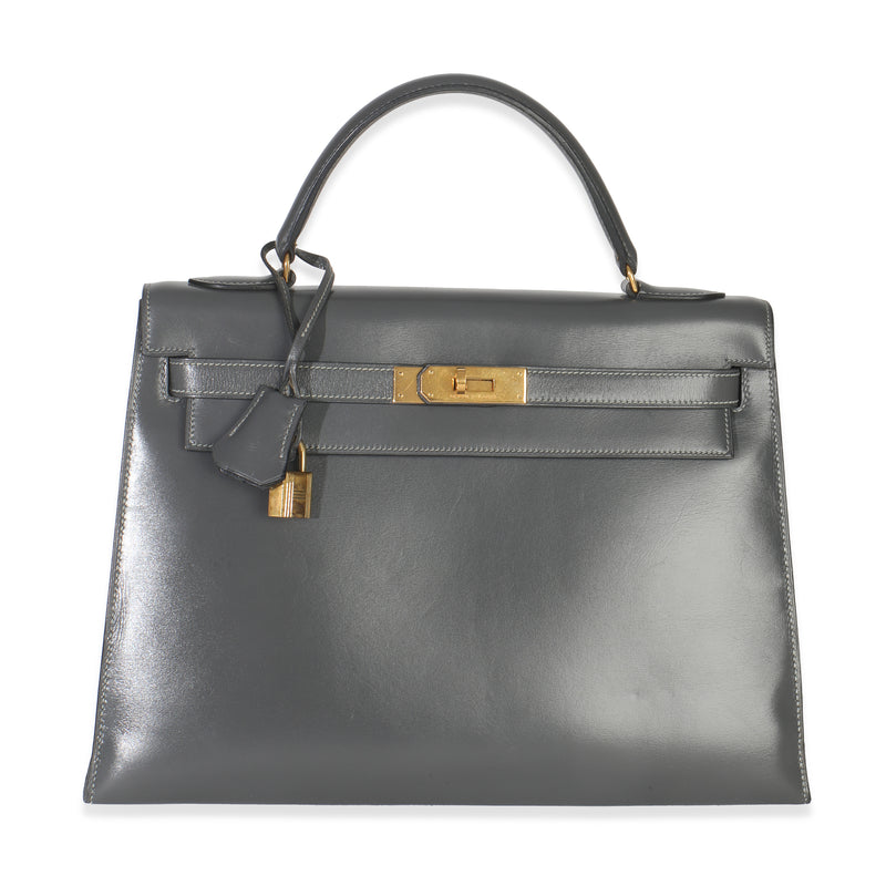 Hermès Ardoise Box Sellier Kelly 32 GHW Handbag fv