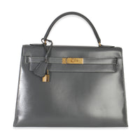 Hermès Ardoise Box Sellier Kelly 32 GHW Handbag fv