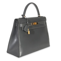 Hermès Ardoise Box Sellier Kelly 32 GHW Handbag pv