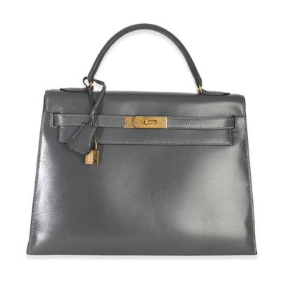 Hermès Ardoise Box Sellier Kelly 32 GHW Handbag fv