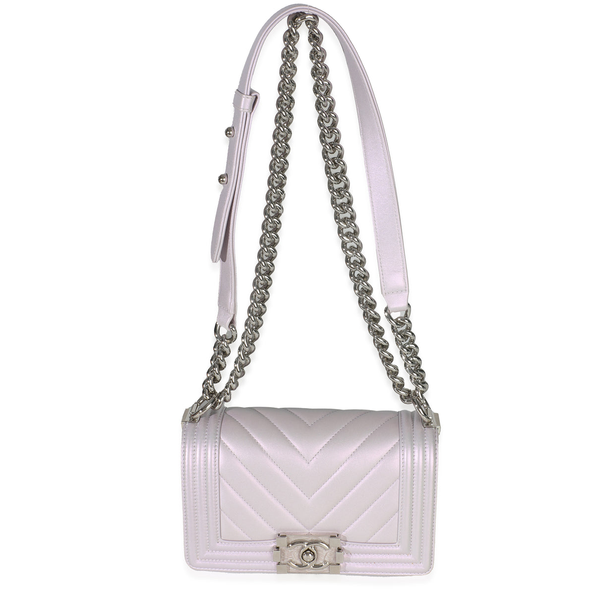Chanel Purple Metallic Lambskin Chevron Quilted Small Boy Bag Handbag ad1