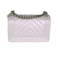 Chanel Purple Metallic Lambskin Chevron Quilted Small Boy Bag Handbag bv