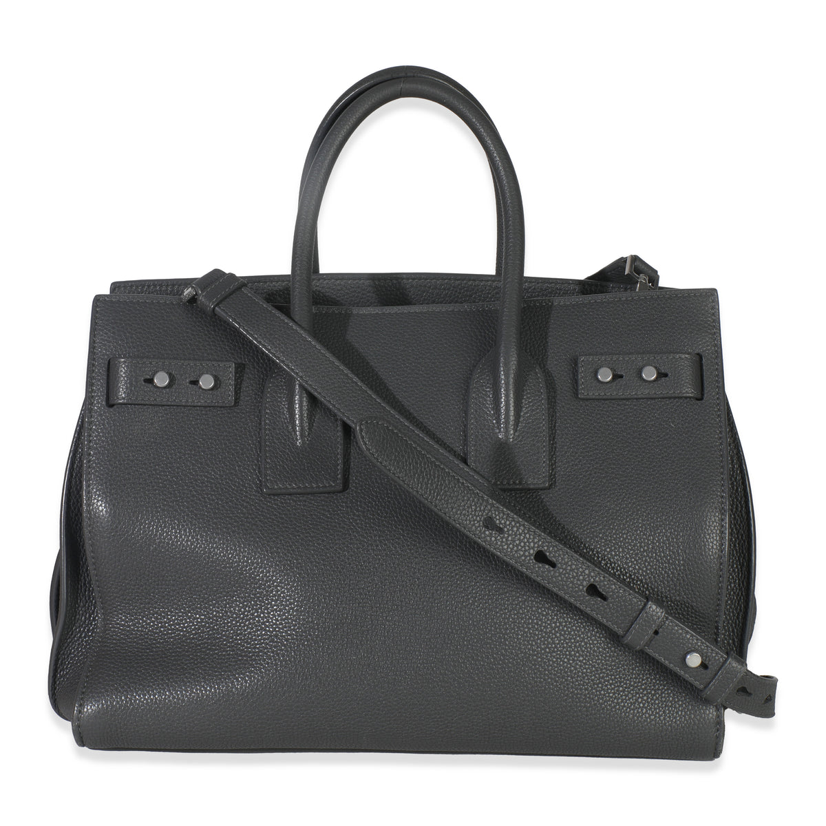Saint Laurent Grey Grained Calfskin Small Souple Sac De Jour Handbag bv