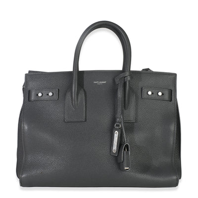 Saint Laurent Grey Grained Calfskin Small Souple Sac De Jour Handbag fv