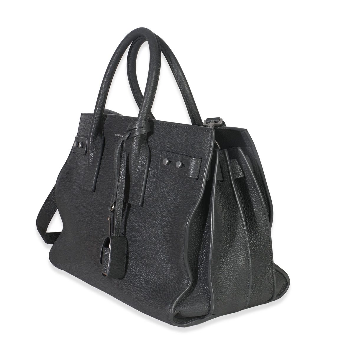 Saint Laurent Grey Grained Calfskin Small Souple Sac De Jour Handbag sv