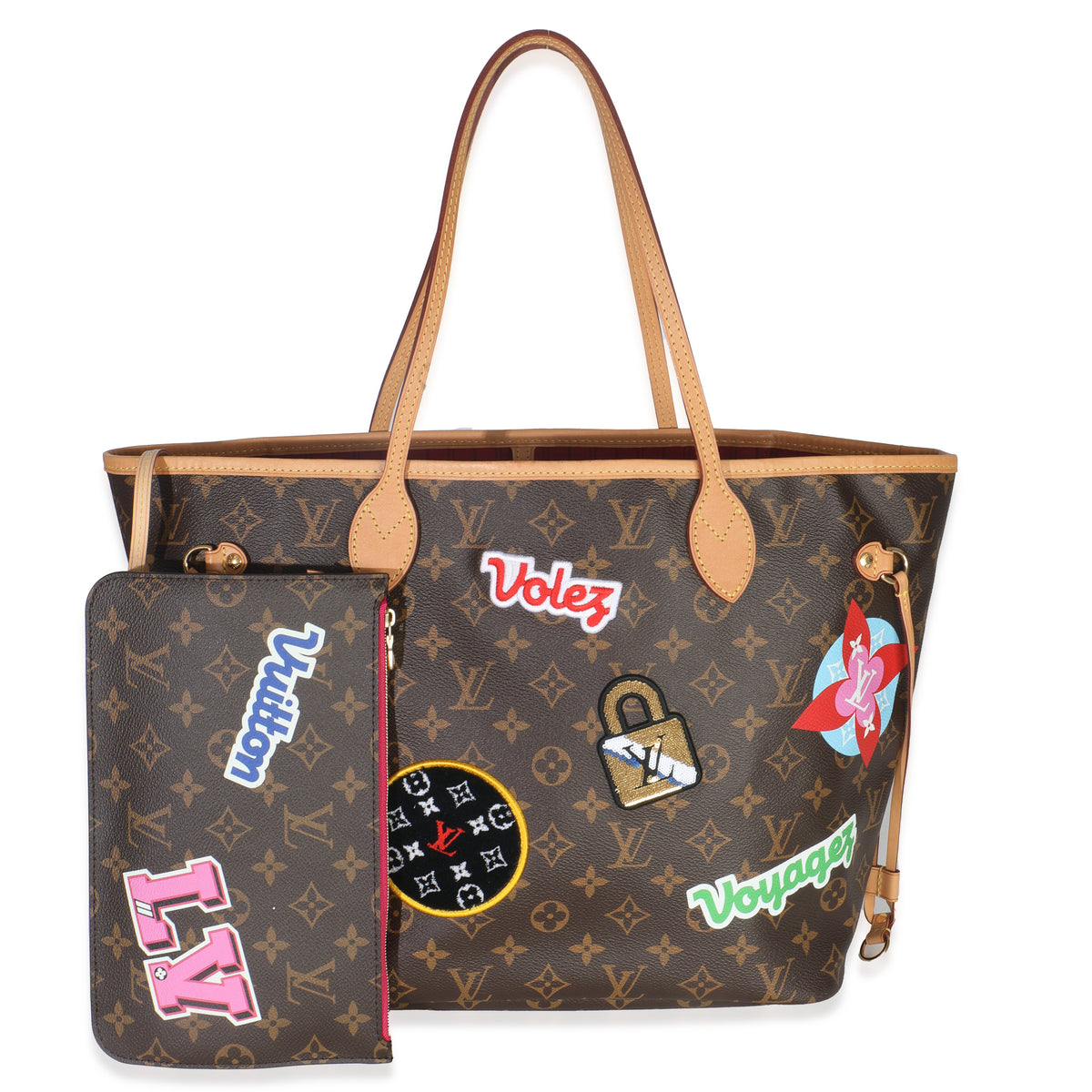 Louis Vuitton Monogram Canvas Patches Neverfull MM Handbag fv