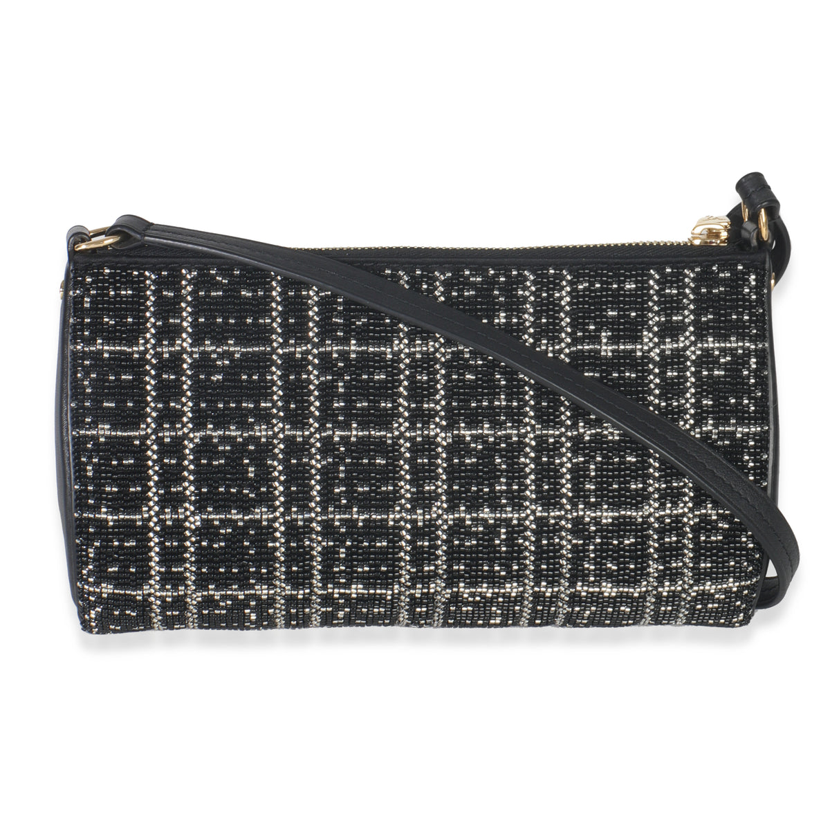 Louis Vuitton Black White Beaded Pochette Tirette Handbag bv