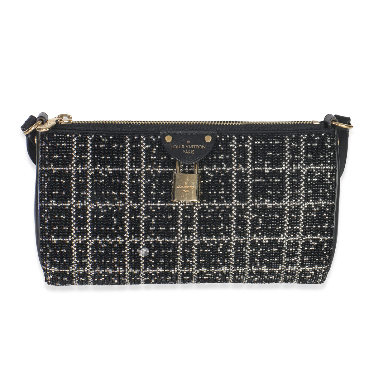 Louis Vuitton Black White Beaded Pochette Tirette Handbag fv