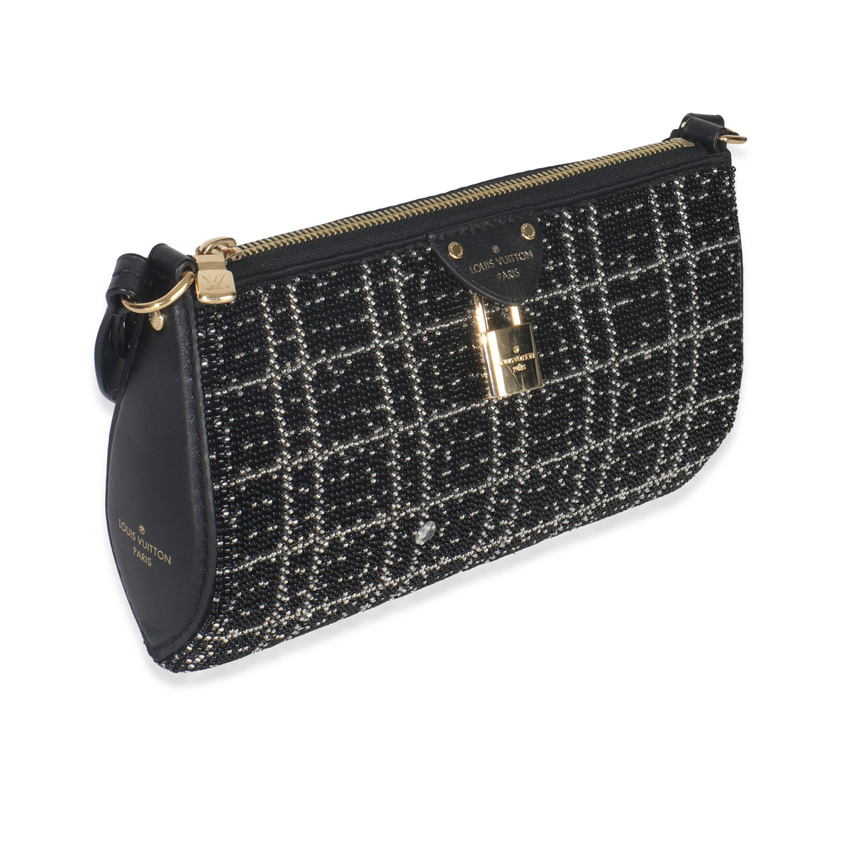 Louis Vuitton Black White Beaded Pochette Tirette Handbag pv