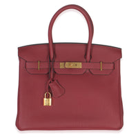 Hermès Rouge Grenat Togo Birkin 30 GHW Handbag fv