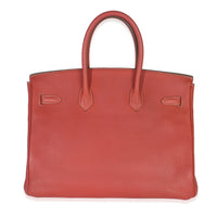 Hermès Sanguine White Clemence Verso Birkin 35 PHW Handbag bv