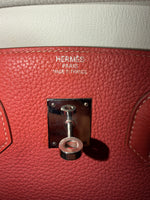 Hermès Sanguine White Clemence Verso Birkin 35 PHW Handbag ad4
