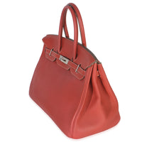 Hermès Sanguine White Clemence Verso Birkin 35 PHW Handbag sv