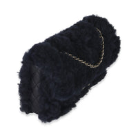 Chanel Navy Shearling Quilted Lambskin Medium Flap Bag Handbag pv