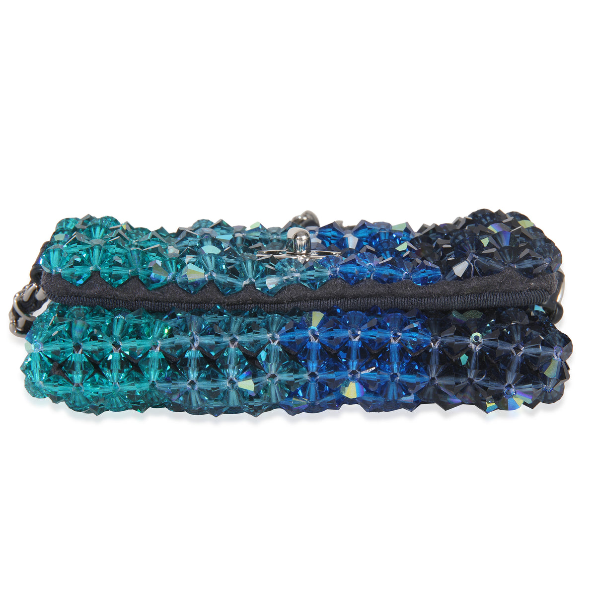 Chanel Blue Ombre Beaded Micro Clutch On Chain Handbag box