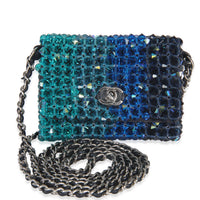 Chanel Blue Ombre Beaded Micro Clutch On Chain Handbag fv