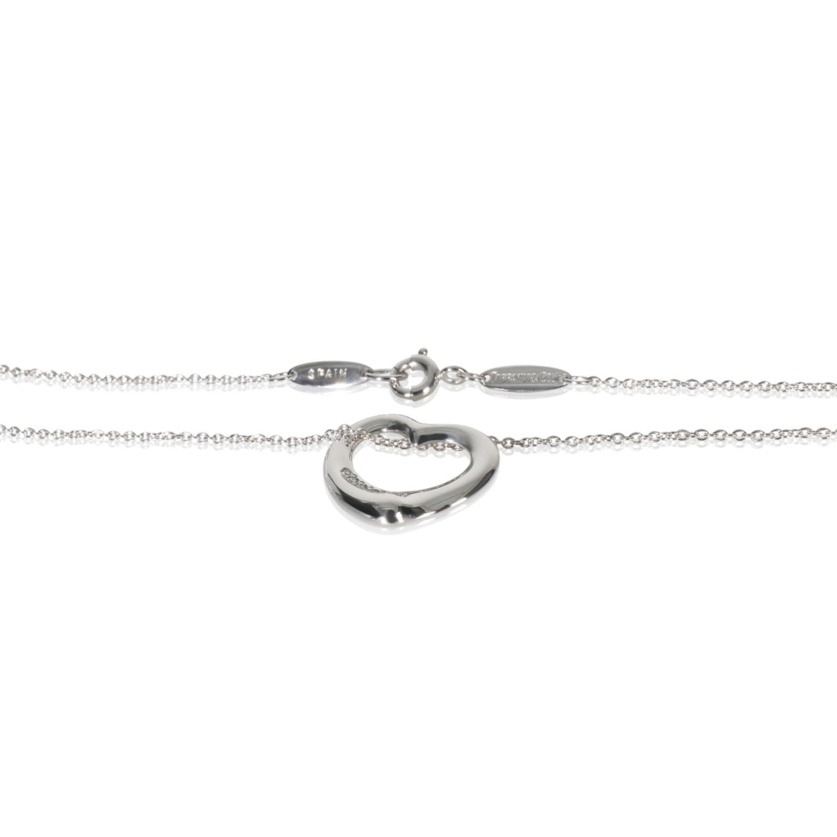 Tiffany & Co. Platinum Diamond Elsa Peretti Open Heart Pendant sv