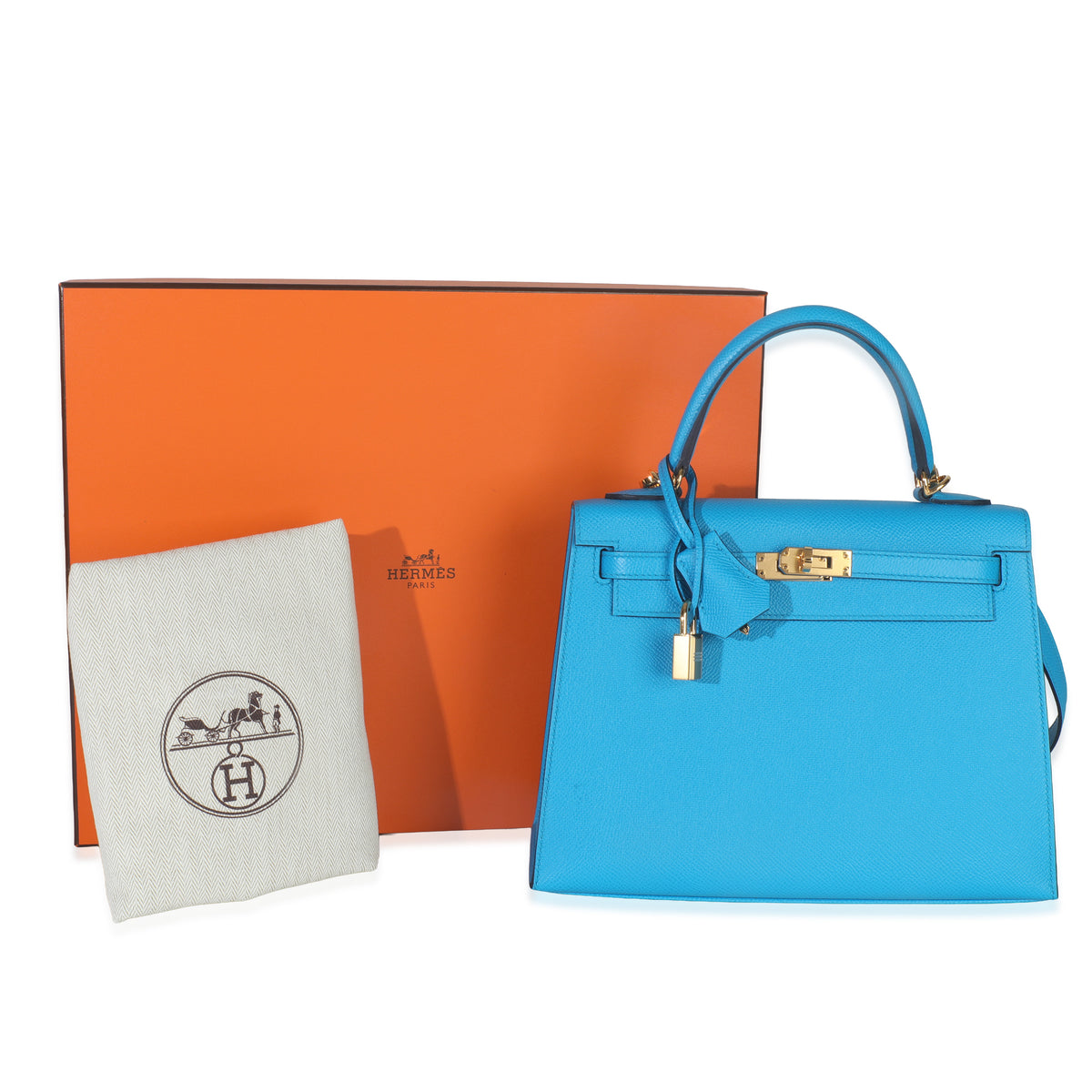 Hermès Blue Frida Epsom Sellier Kelly 25 GHW Handbag ad1