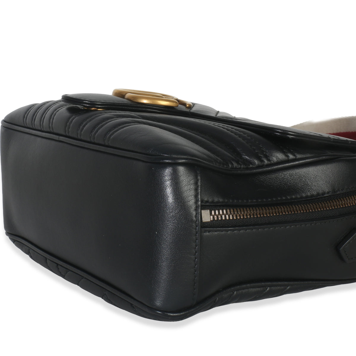 Gucci Black Calfskin Matelasse Sylvie Web Small GG Marmont Top Handle Bag Handbag box