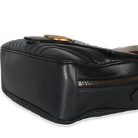 Gucci Black Calfskin Matelasse Sylvie Web Small GG Marmont Top Handle Bag Handbag box