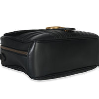 Gucci Black Calfskin Matelasse Sylvie Web Small GG Marmont Top Handle Bag Handbag clasp